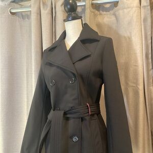 Tommy Hilfiger black fleece lined, belted trench coat size small